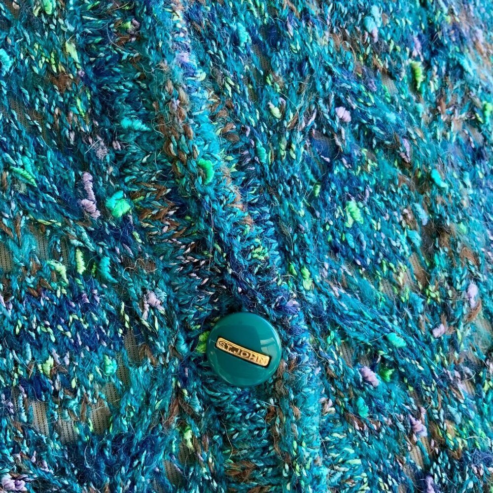 ST. JOHN LADIES COLORFUL MINGLED WOOL BLEND CARDIGAN SWEATER NWOT S - Picture 4 of 10